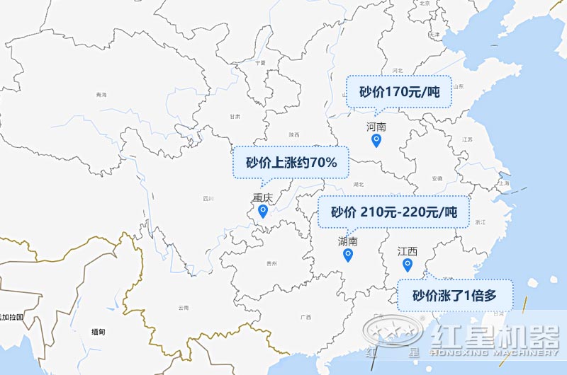 多地區(qū)砂石價格呈現